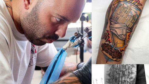 Victor Colado y varios de sus diseños con ADN leonés