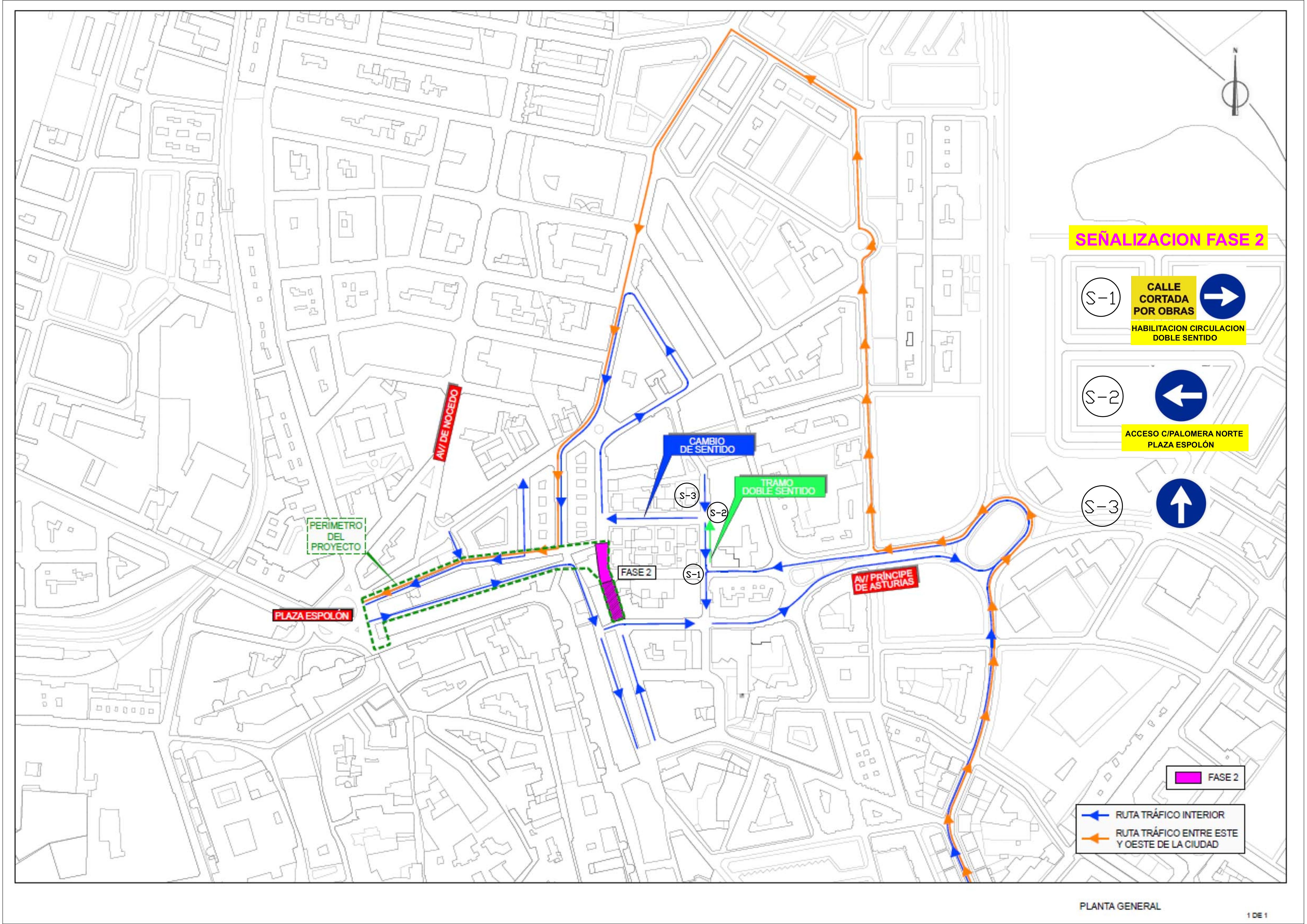 Plano de la reordenación del tráfico que sufrirá desde el 6 de noviembre la zona de El Espolón