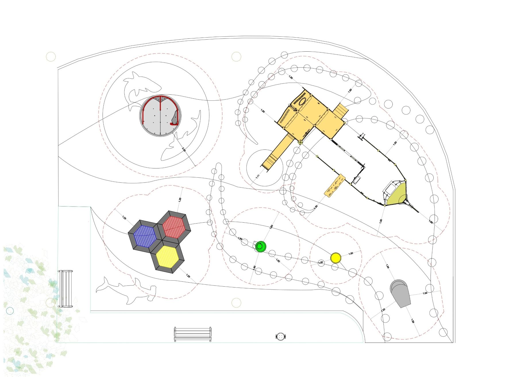 Plano reforma de las obras del parque infantil de la Casa de Cultura de Villaobispo