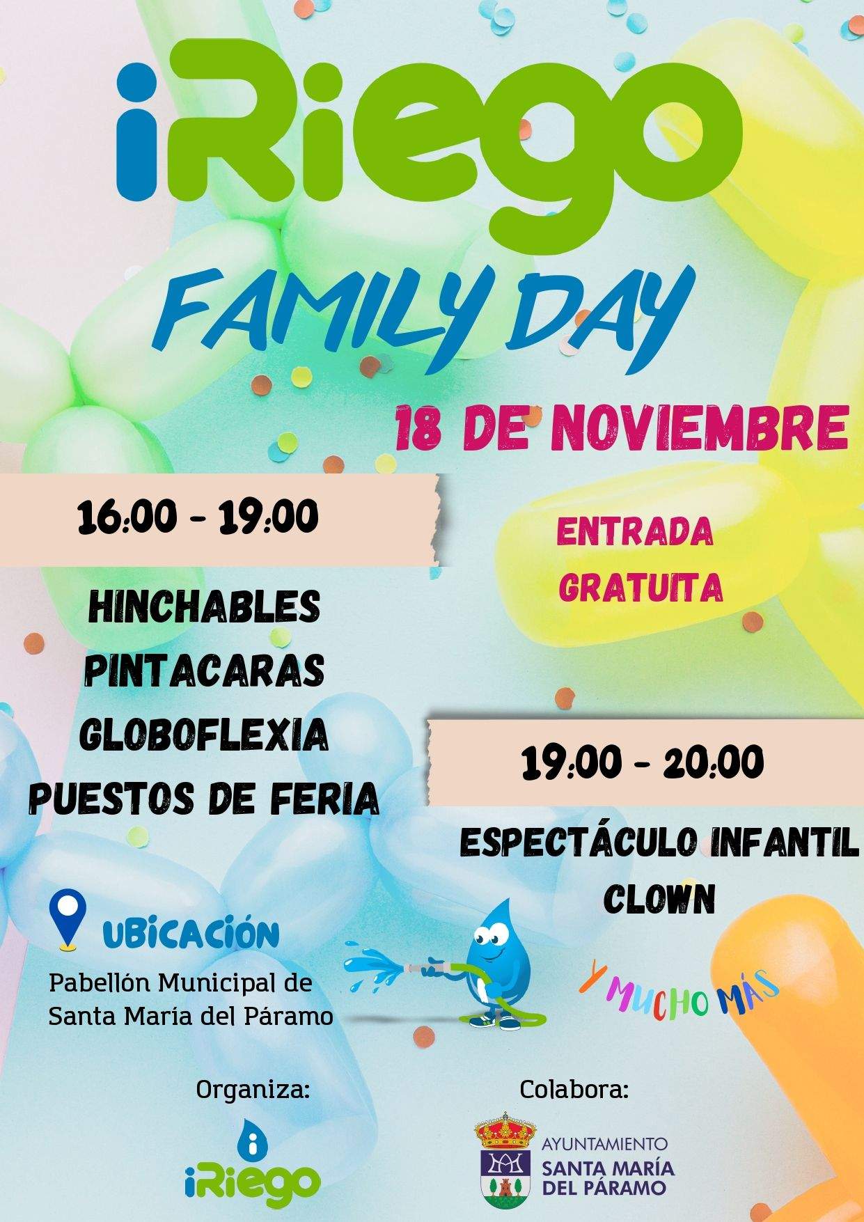 Cartel del I'Riego Family Day que se celebra este fin de semana en Santa María del Páramo