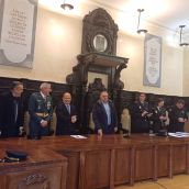  El subdelegado del Gobierno en León, Faustino Sánchez, y el alcalde de Astorga, José Luis Nieto, reunión por la seguridad del partido entre el Atlético Astorga y el Sevilla FC