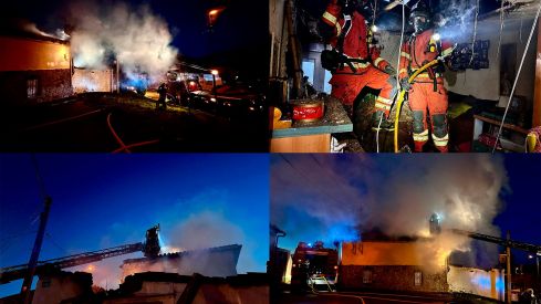 Intervención de los Bomberos de León y de la Diputación en Cea