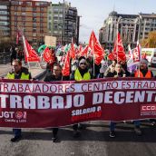 Movilización de los trabajadores de la UTE Centro Estrada de León