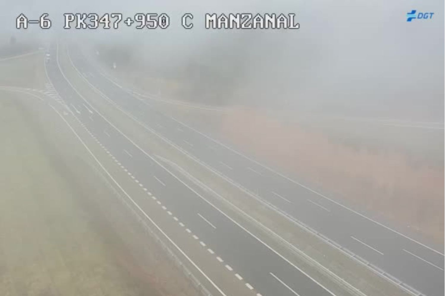 Niebla en la A6 a la altura de Manzanal del Puerto 