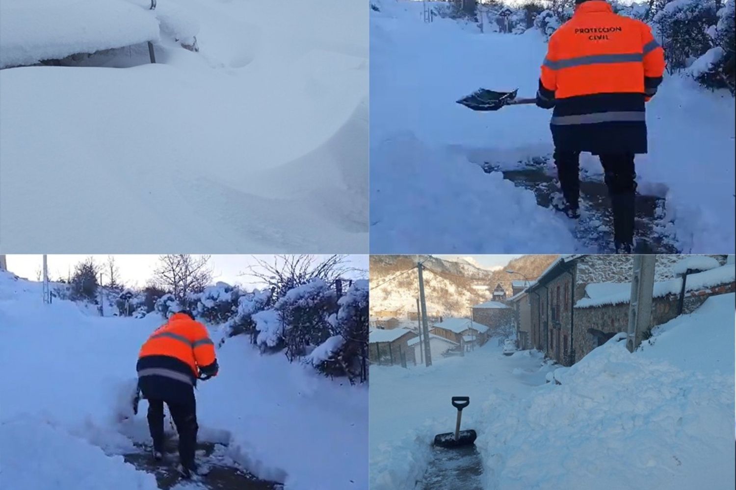 Voluntarios de Protección Civil El Refugio desafían las adversidades para despejar accesos en Ferreras del Puerto (León)