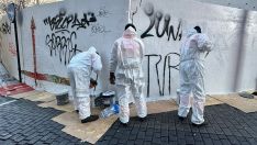 Limpieza de grafitis en el casco histórico de León