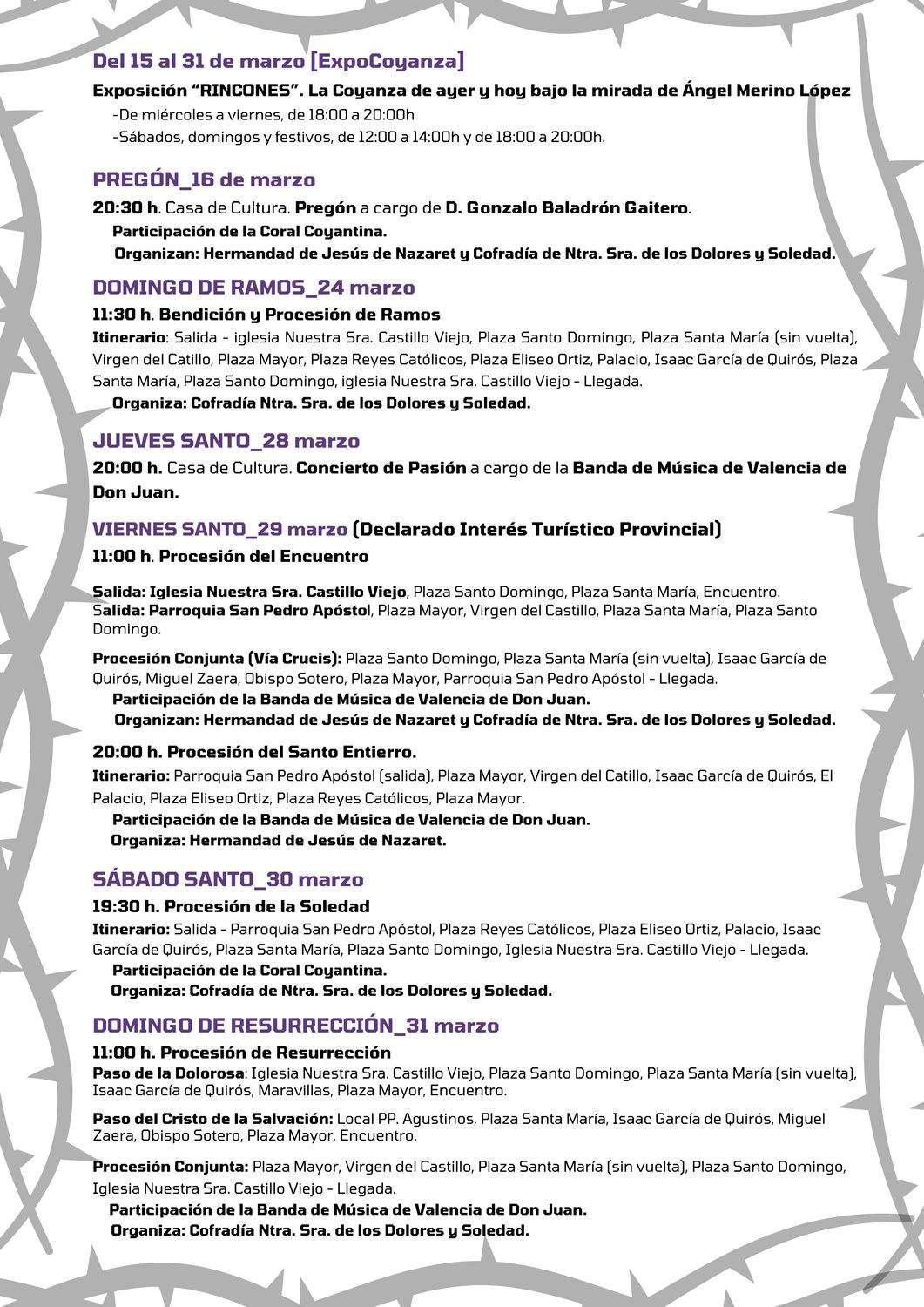 Programa de la Semana Santa de Valencia de Don Juan 2024 Programa de la Semana Santa de Valencia de Don Juan 2024