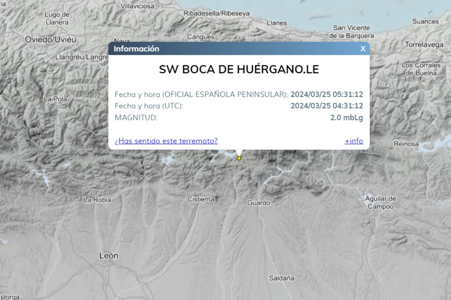 Leve terremoto sacude la montaña de Riaño en las primeras horas del Lunes Santo