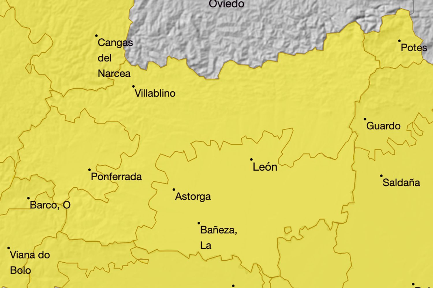 Avisos Aemet en la provincia de León