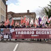 Manifestación de los trabajadores del Centro Estrada de León