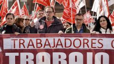Manifestación de los trabajadores del Centro Estrada de León