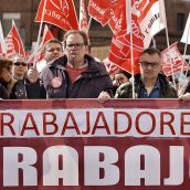 Manifestación de los trabajadores del Centro Estrada de León