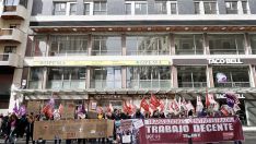 Manifestación de los trabajadores del Centro Estrada de León