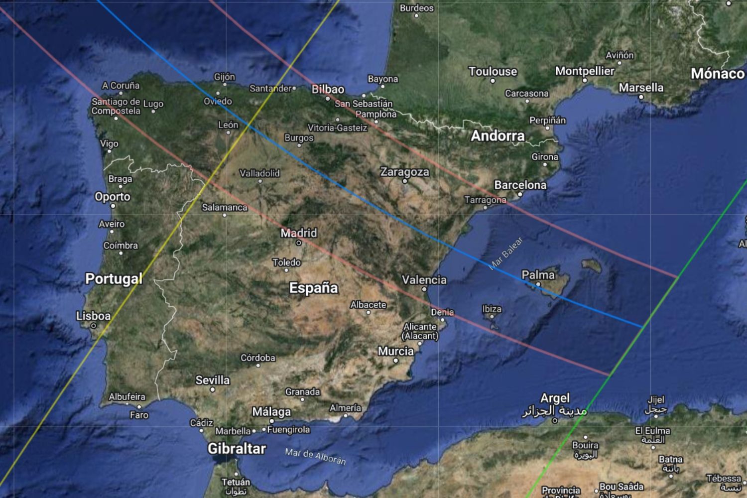 Trayecto del eclipse 2026