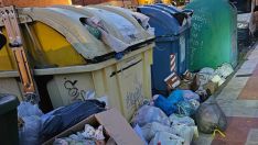 Acumulación de basura en los contenedores de San Andrés del Rabanedo | Foto: (FB) Trobajo del Camino