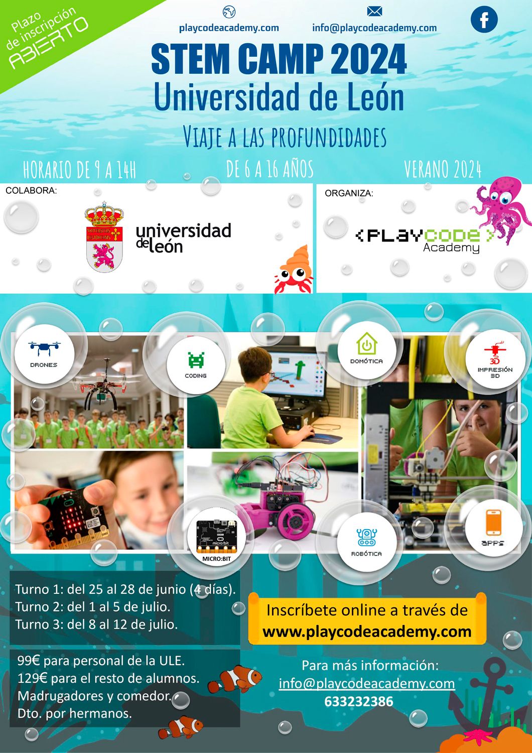 Cartel Campus Tecnológico de Verano 2024 ULE y Play Code Academy