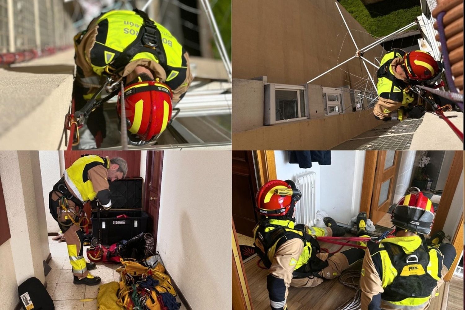 Los bomberos de León acceden a una vivienda en una complicada operación tras un incidente sanitario