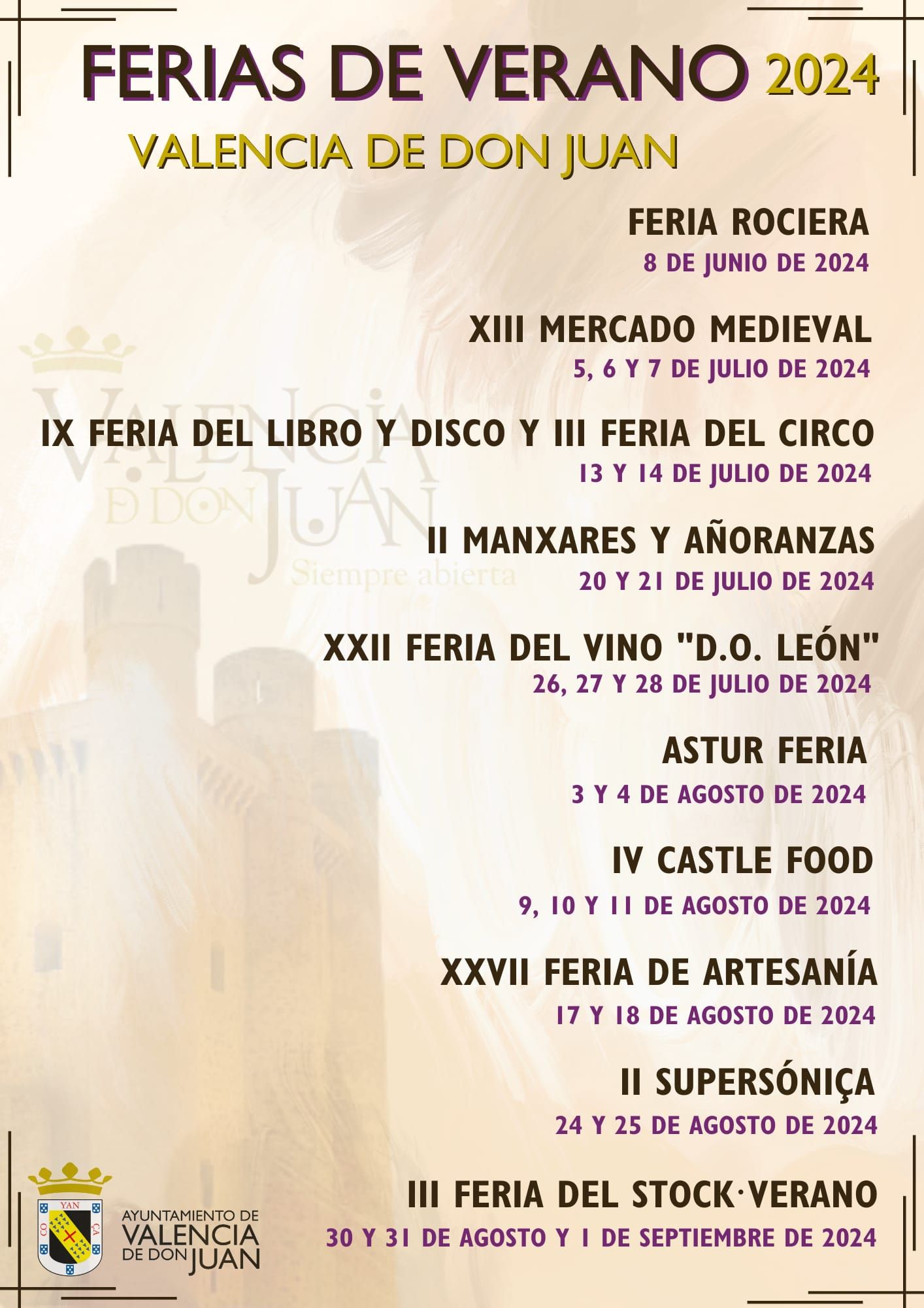 Cartel de Ferias de Verano de Valencia de Don Juan