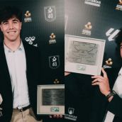 Los jugadores del Ademar León, Carlos Álvarez y Adrián Casqueiro, en la Gala2023/2024 de la Liga Asobal 