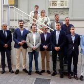 El candidato del Partido Popular al Parlamento Europeo Raúl de la Hoz participa en un encuentro con los empresarios leoneses, en la sede de la Cámara de Comercio | Campillo / ICAL.