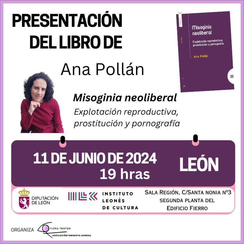 Cartel de la presentación del libro 'Misoginia neoliberal' de Ana Pollán en el ILC