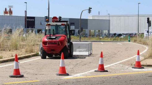 Obras en la N-120 en Trobajo del Camino (León)