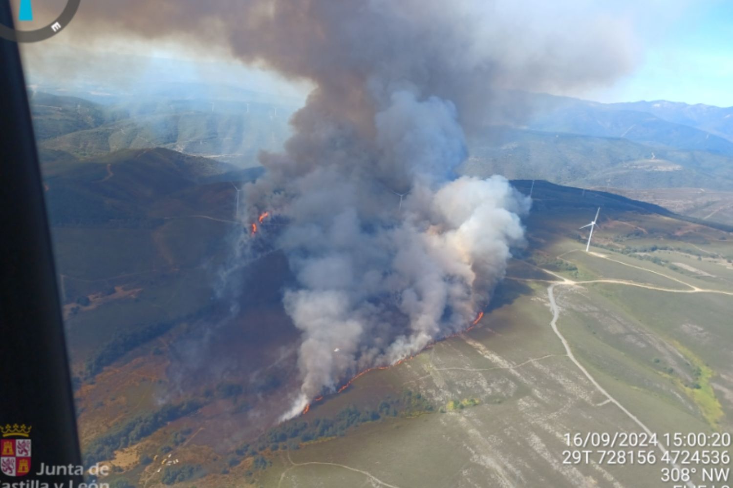 Declarado de nivel 1 el incendio forestal de Brañuelas (León) por previsión de medidas de protección para bienes y personas