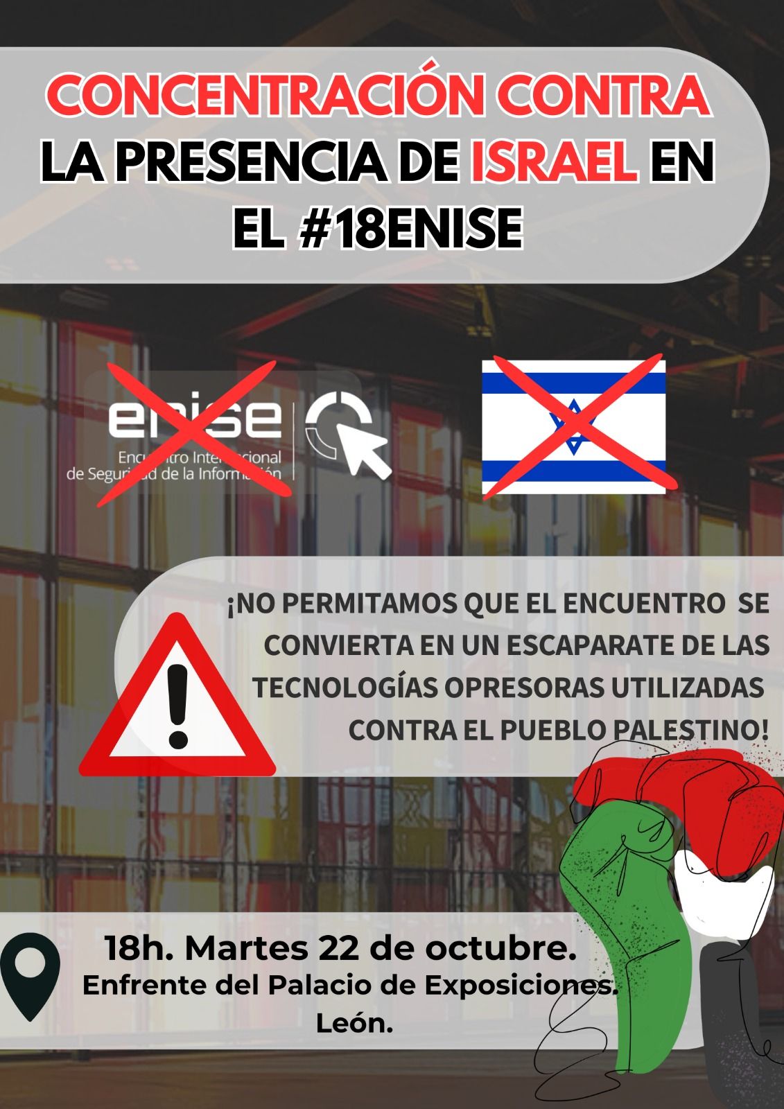 Cartel de la concentración convocada para la celebración del 18ENISE