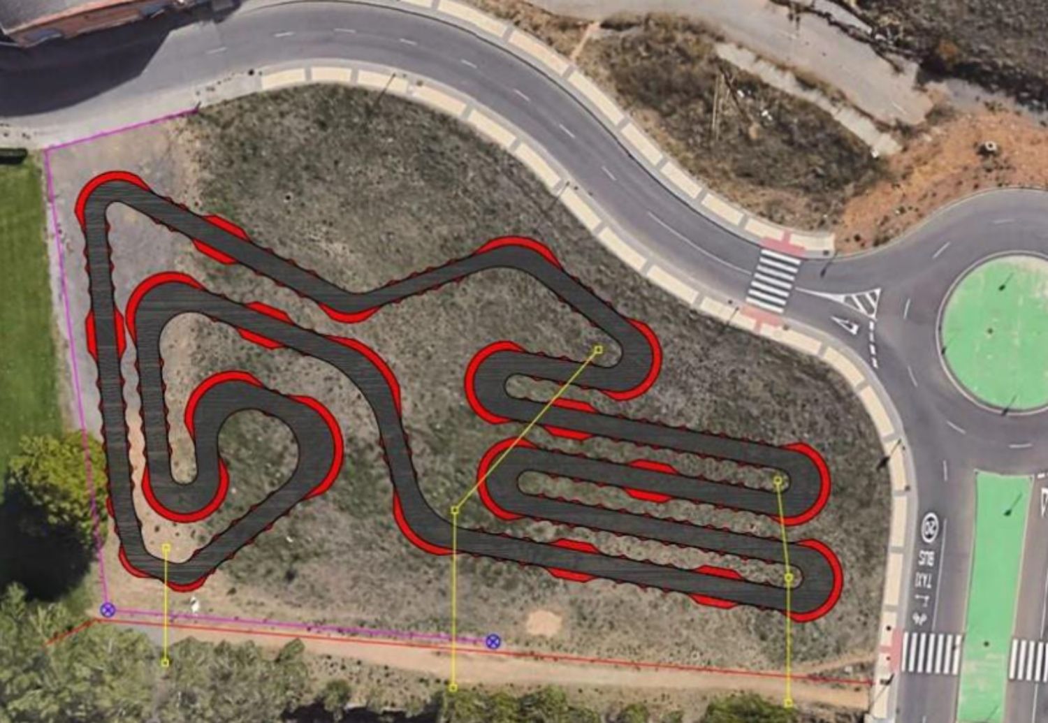 Plano proyecto pista pump track en Puente Castro 