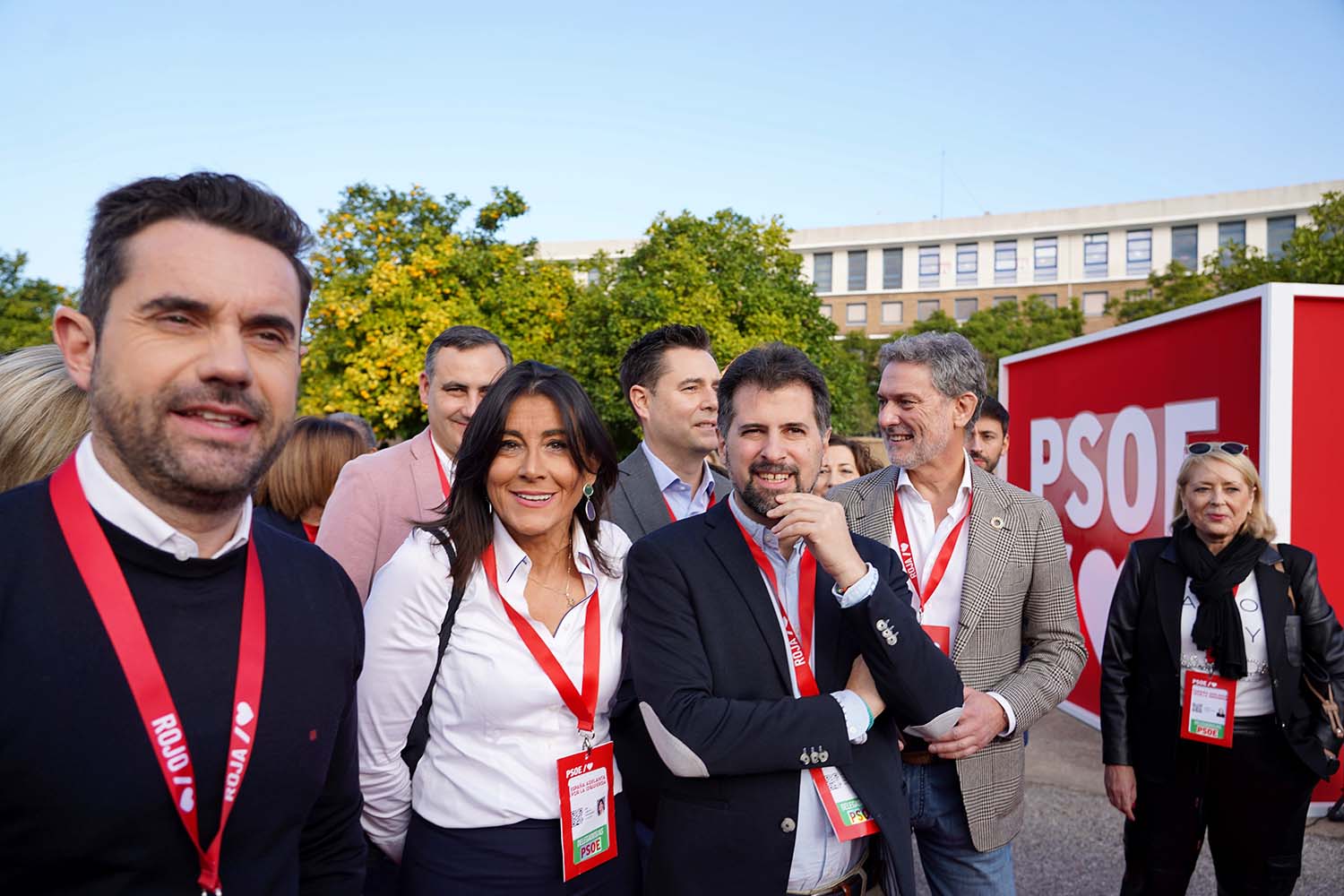 El secretario provincial de Zamora Antidio Fagúndez; la secretaria de Organización del PSCYL Ana Sánchez y el secretario general del PSCyL, Luis Tudanca en la inauguración del 41 Congreso Federal.