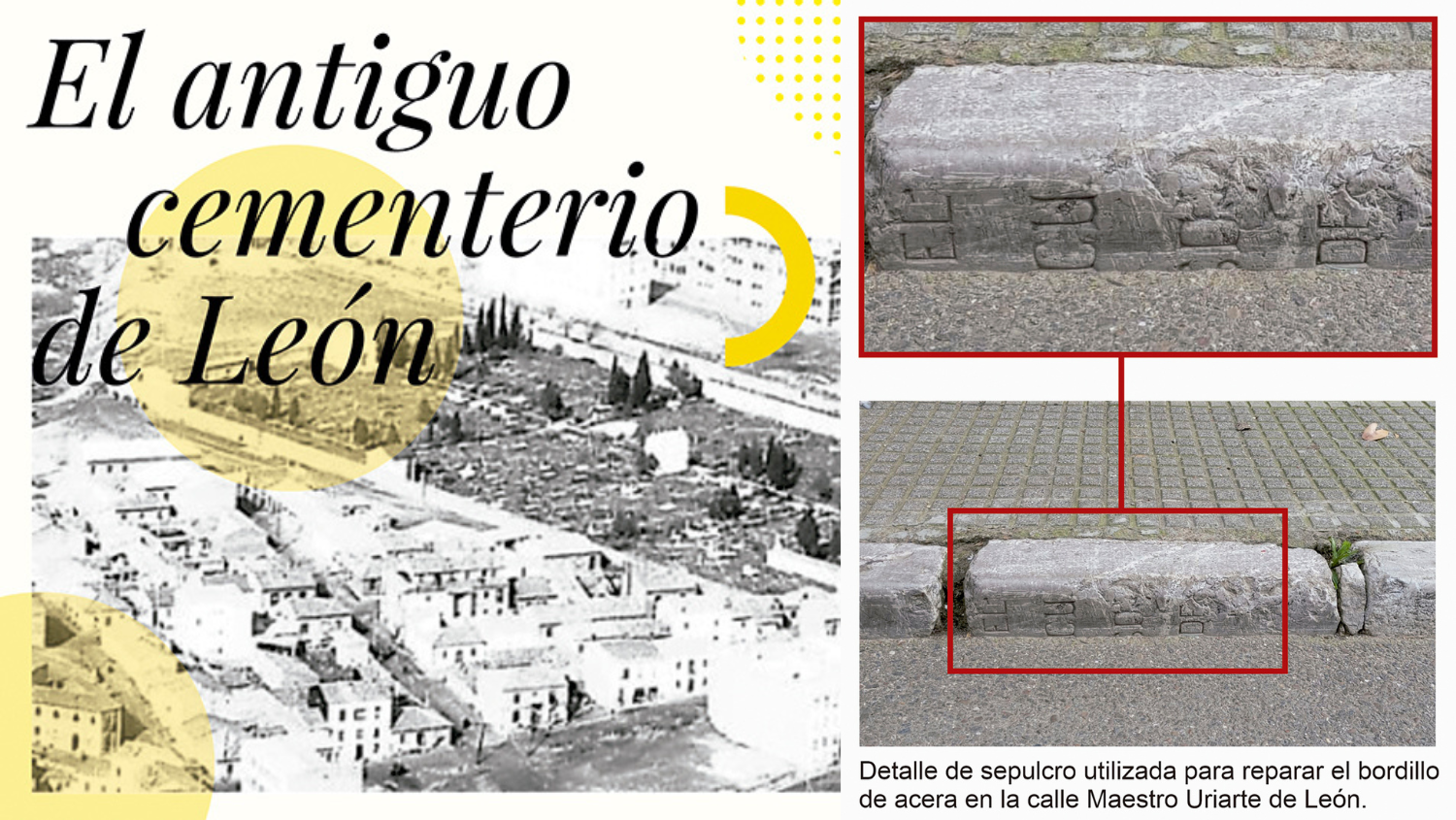 ¿Sabías que puedes caminar sobre bordillos que fueron antiguas lápidas de leoneses? La calle Maestro Uriarte recorre la memoria del cementerio de San Esteban