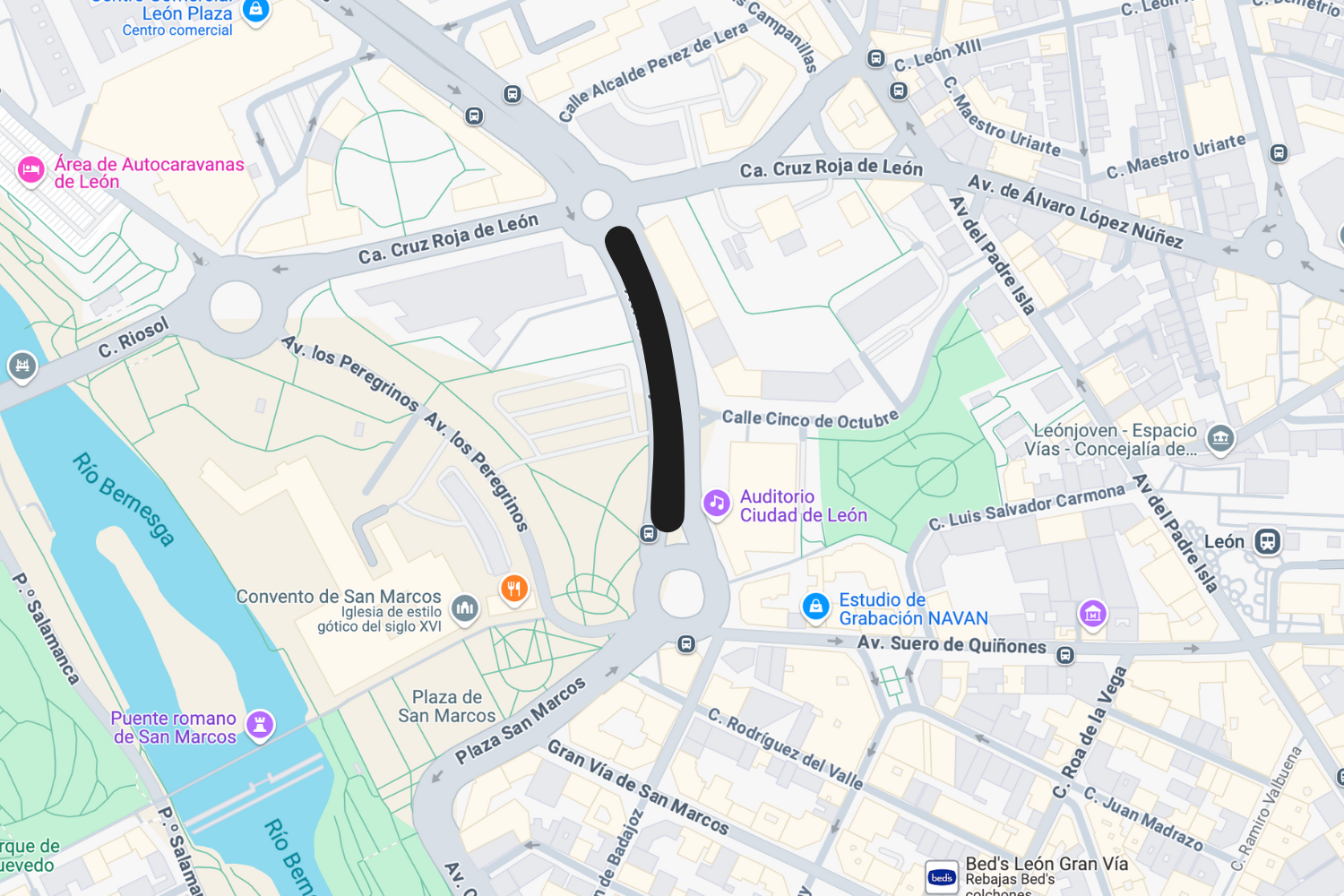 Tramo de la avenida de los Reyes Leoneses al que afectará el corte de agua Tramo de la avenida de los Reyes Leoneses al que afectará el corte de agua