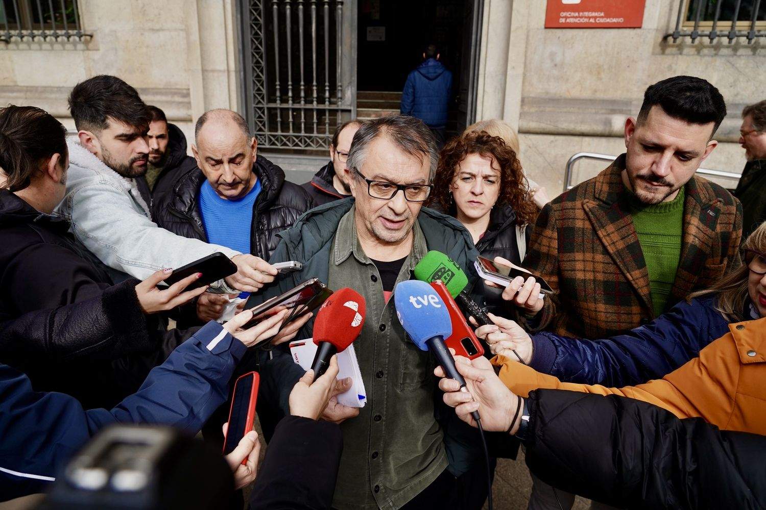  Los sindicatos convocantes de la manifestación 16F en León, CCOO, UGT, USO y CGT, informan sobre las cuestiones abordadas en una reunión previa con la Subdelegación del Gobierno en León | Campillo / ICAL