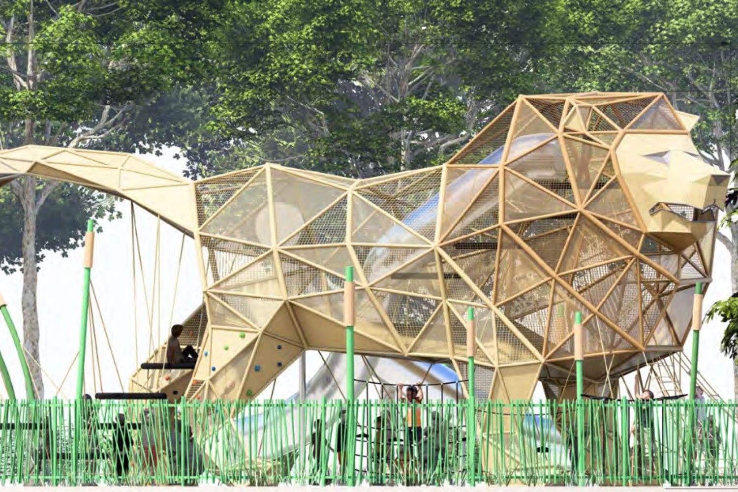 Parque infantil con forma de León que se instalará en la explanada de los Pendones Leoneses| Ayuntamiento de León