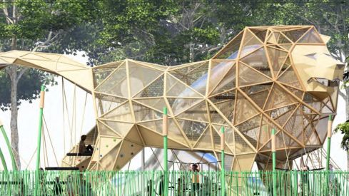 Parque infantil con forma de León que se instalará en la explanada de los Pendones Leoneses| Ayuntamiento de León