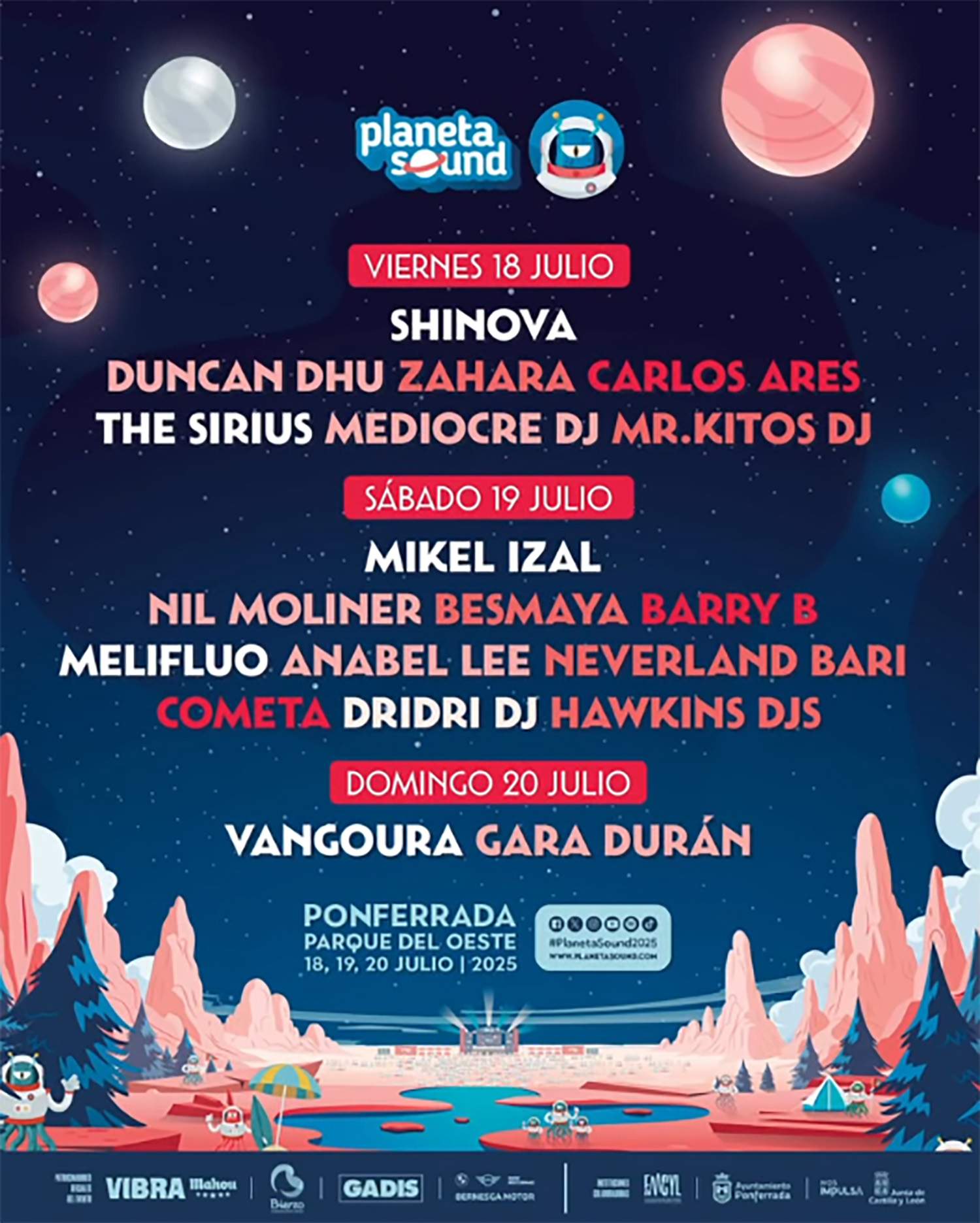 Cartel por días del Planeta Sound