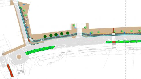 Infografía de la reurbanización de la rotonda de la avenida Alcalde Miguel Castaño a la altura de la rotonda del puente de Puente Castro