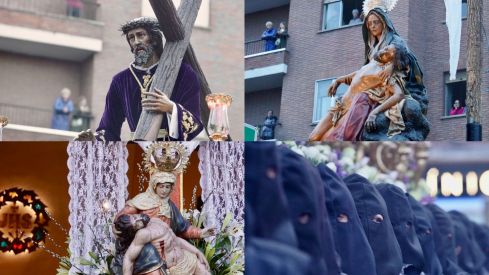 La lluvia obliga a la Pasión a recogerse tras dar tan solo una vuelta a la manzana | Campillo / ICAL La lluvia obliga a la Pasión a recogerse tras dar tan solo una vuelta a la manzana | Campillo / ICAL