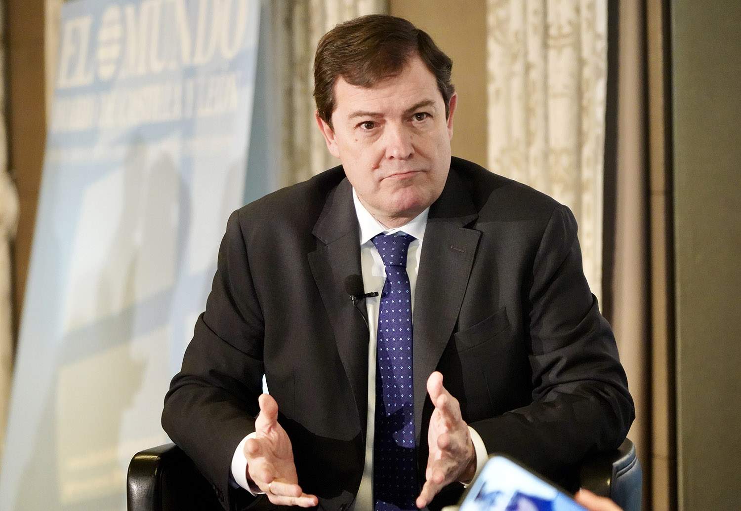 Leticia Pérez ICAL. El presidente de la Junta y del PP de Castilla y León, Alfonso Fernández Mañueco, participa en las ''Conversaciones Políticas'' del Club de Prensa El Mundo Diario de Castilla y León. Leticia Pérez ICAL. El presidente de la Junta y del PP de Castilla y León, Alfonso Fernández Mañueco, participa en las ''Conversaciones Políticas'' del Club de Prensa El Mundo Diario de Castilla y León.