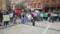 Padres bañezanos se concentran en la Plaza Mayor para exigir mejoras en el servicio de pediatría | Cedida a InfoLeón
