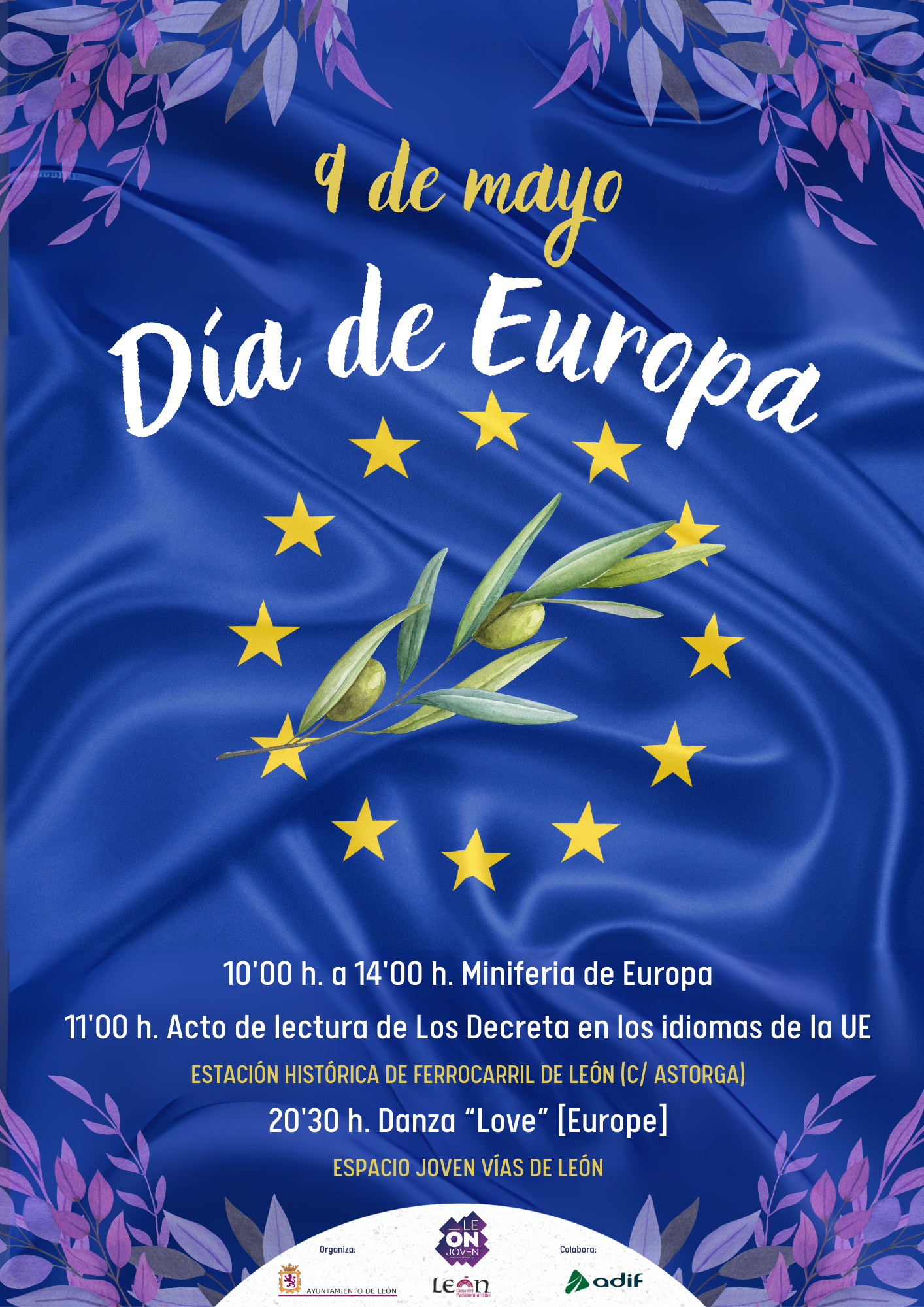 Cartel de la celebración del Día de Europa en León Cartel de la celebración del Día de Europa en León