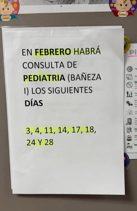 Cartel pediatra la bañeza