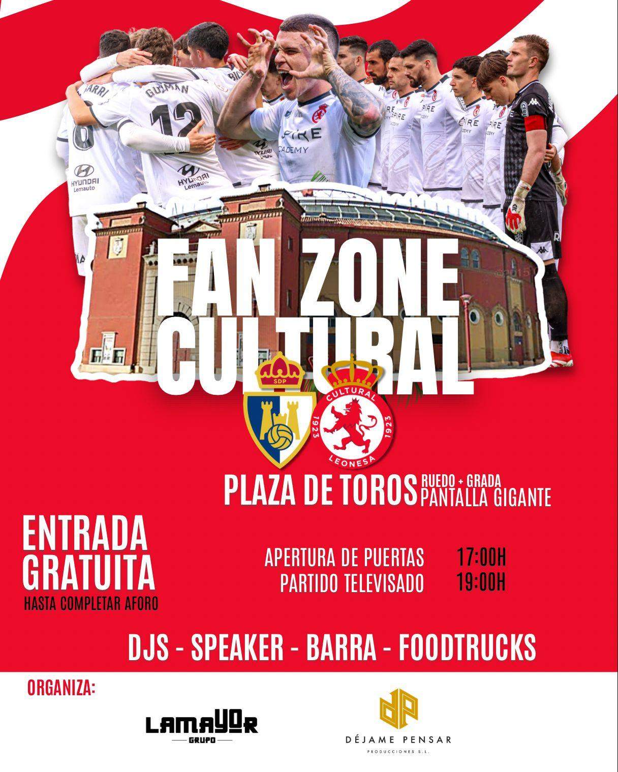 Cartel de la Fan Zone para vivir el derbi entre la Ponferradina y la Cultural Leonesa