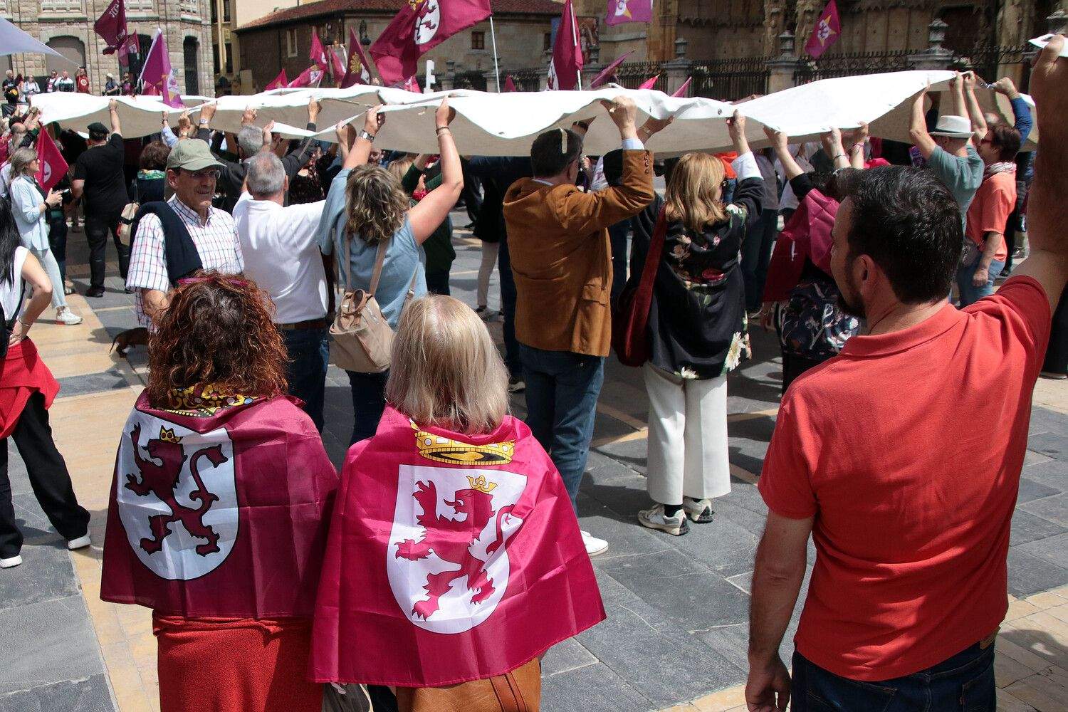 Más de un millar de personas asisten a la convocatoria de Conceyu País Llionés y Xuntanza Llionesista en León | Peio García / ICAL