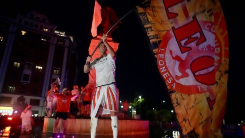 Celebración de la Cultural y Deportiva Leonesa en la plaza de Guzmán el Bueno | Campillo / ICAL