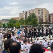 Torneo de ajedrez Pequeños Gigantes en la explanada de San Marcos en León
