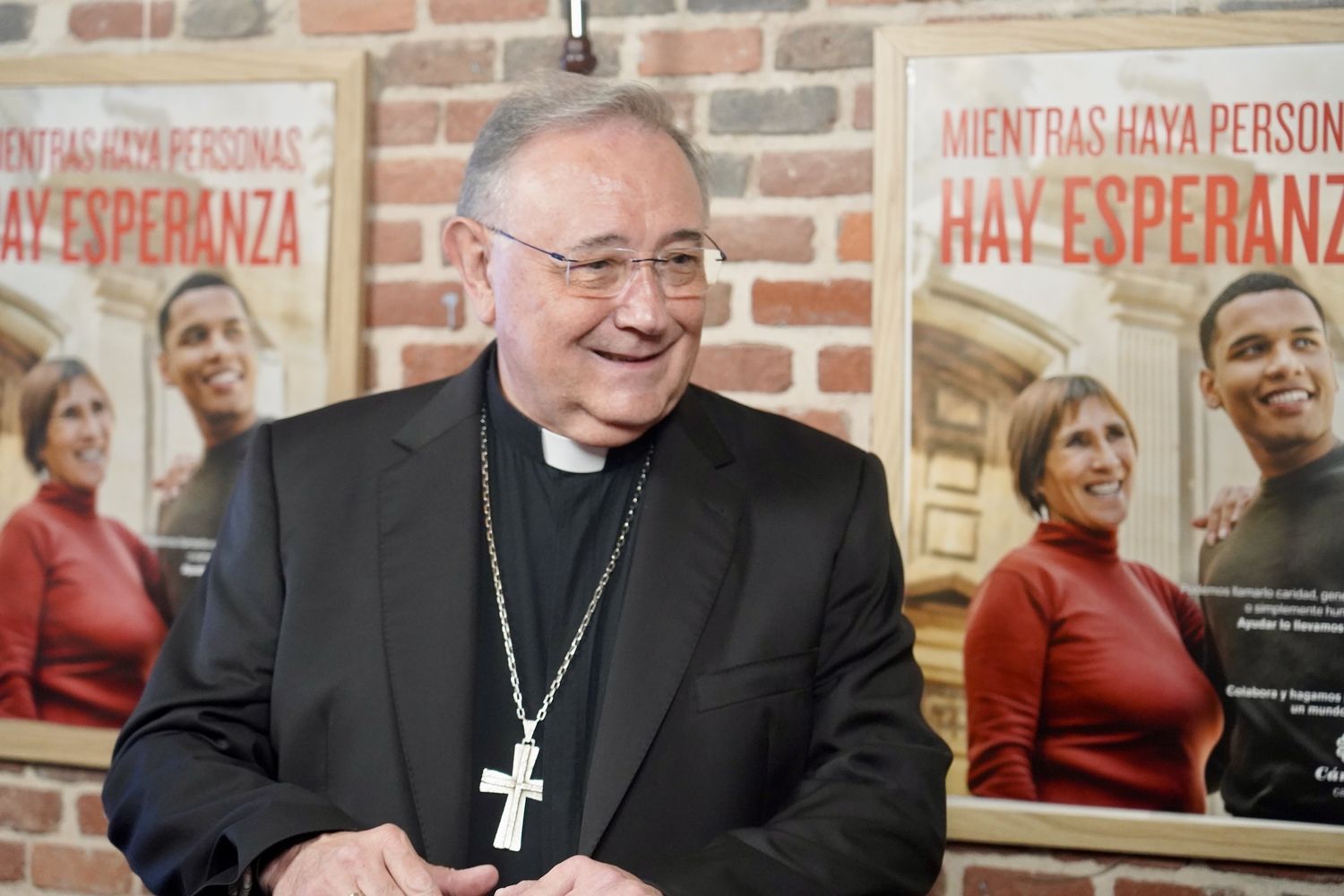 Cáritas León presenta la Memoria de actividad del pasado año, con la presencia del obispo Luis Ángel de las Heras, la directora de la entidad, Aurora Baza, y el delegado, Francisco José Pérez | Campillo / ICAL