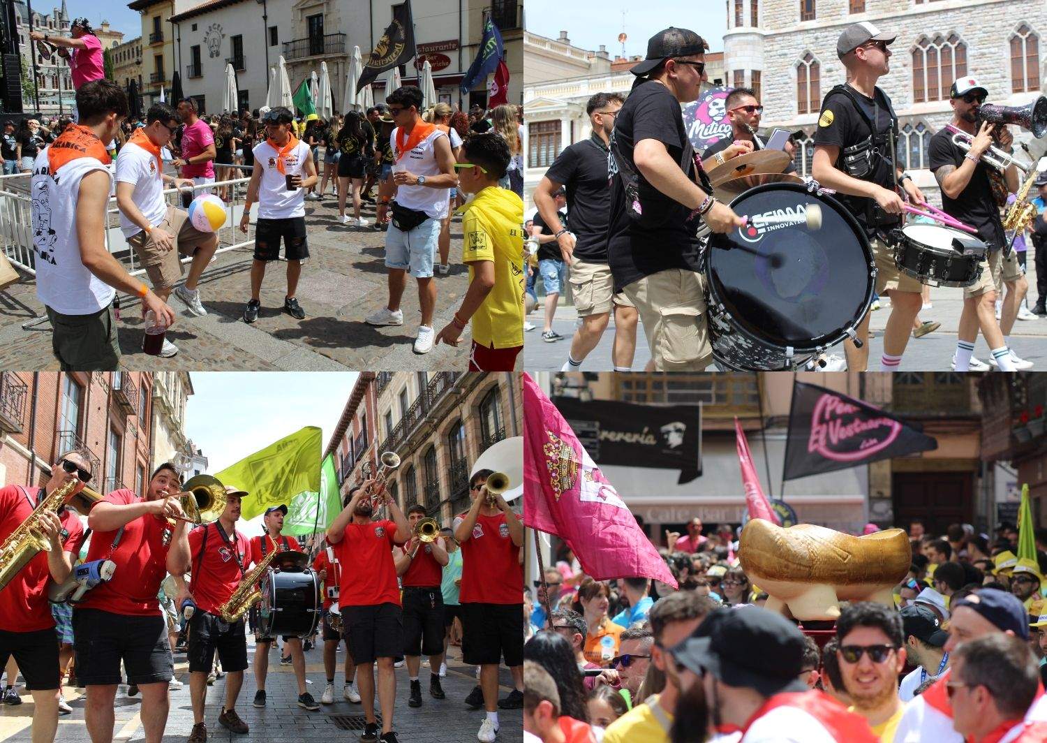 Las peñas llenan León de color, música y fiesta