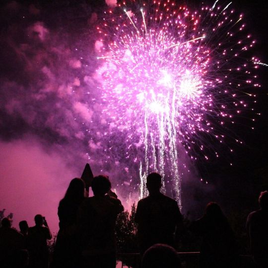 Fuegos artificiales y la hoguera le ponen luz a la noche de San Juan en León | José Martín