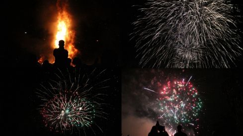 Fuegos artificiales y la hoguera le ponen luz a la noche de San Juan en León | José Martín